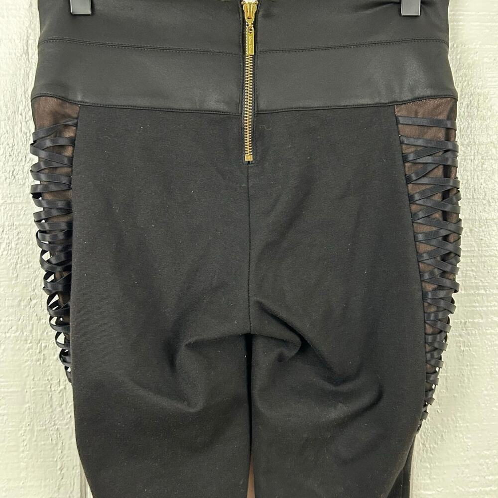 Bisou Bisou Black Skinny Leggings Punk Goth Y2K Stretch Pants Women Size 2 - Picture 6 of 8